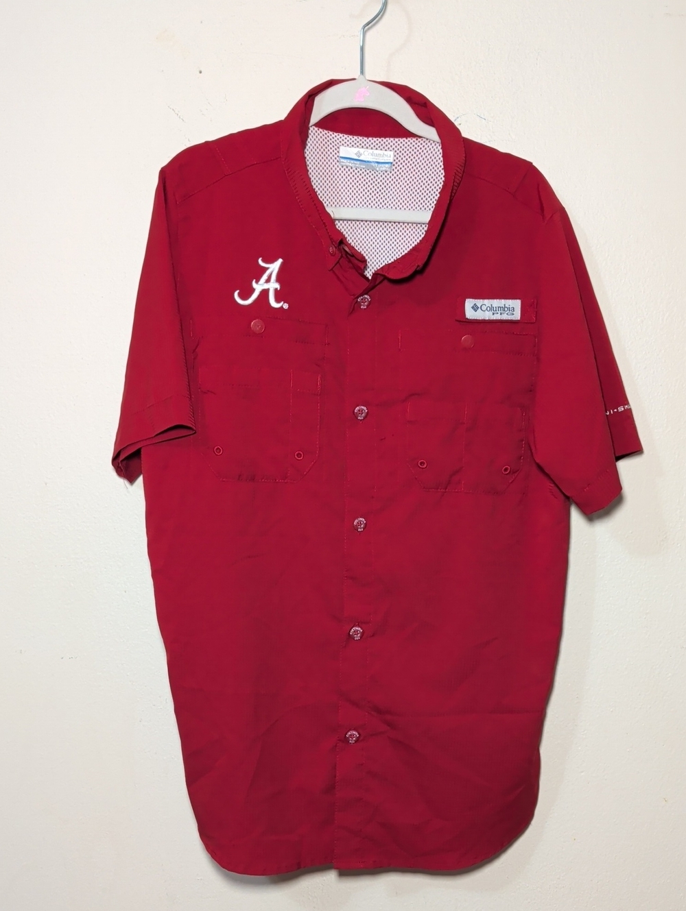 Columbia University of Alabama Button-Down Shirt Crimson White Boys Tide Size L